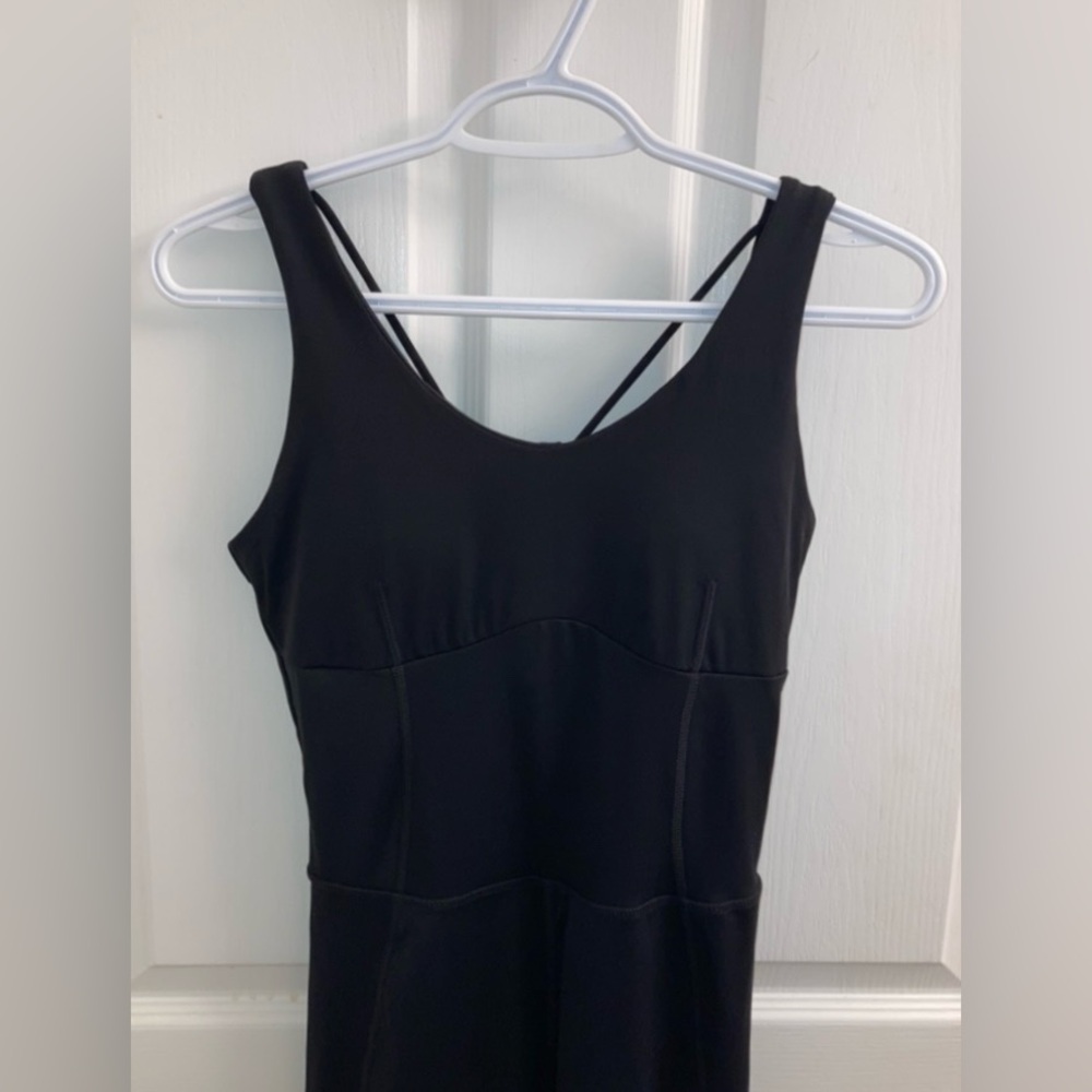 NEW Jumpsuit exercise one piece sleeveless flattering black bodysuit w/ bra - Picture 4 of 7